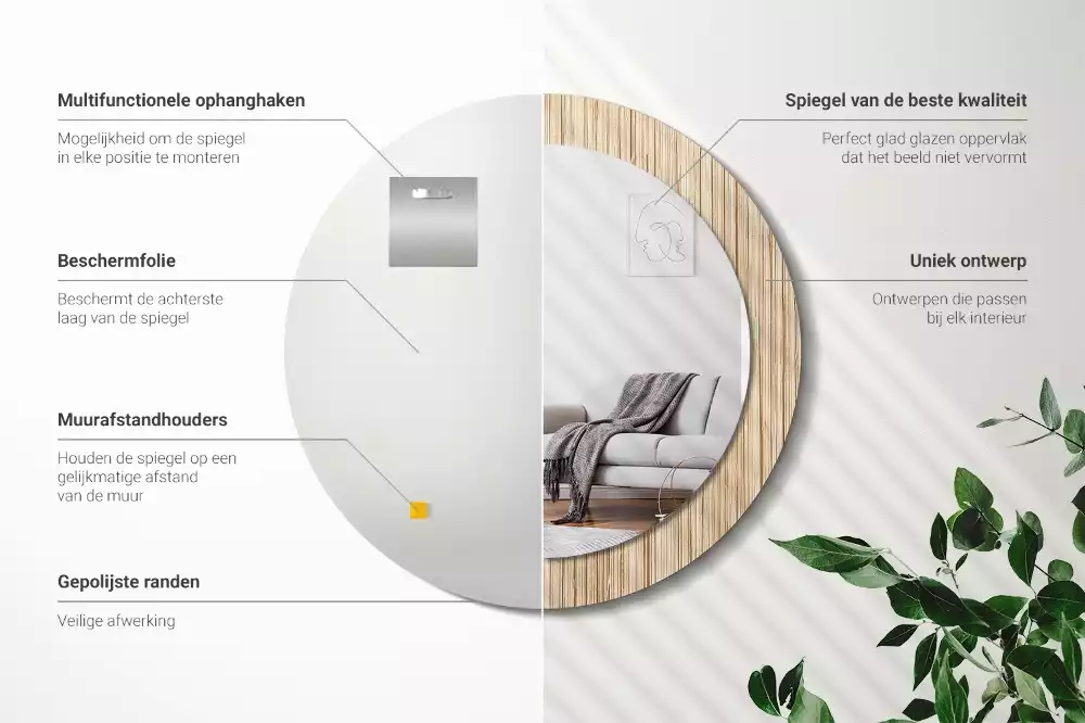 Kulaté dekorativní zrcadlo Bambusová sláma