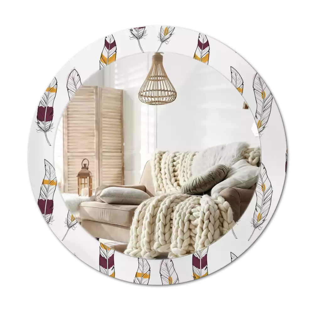 Kulaté dekorační zrcadlo Peří