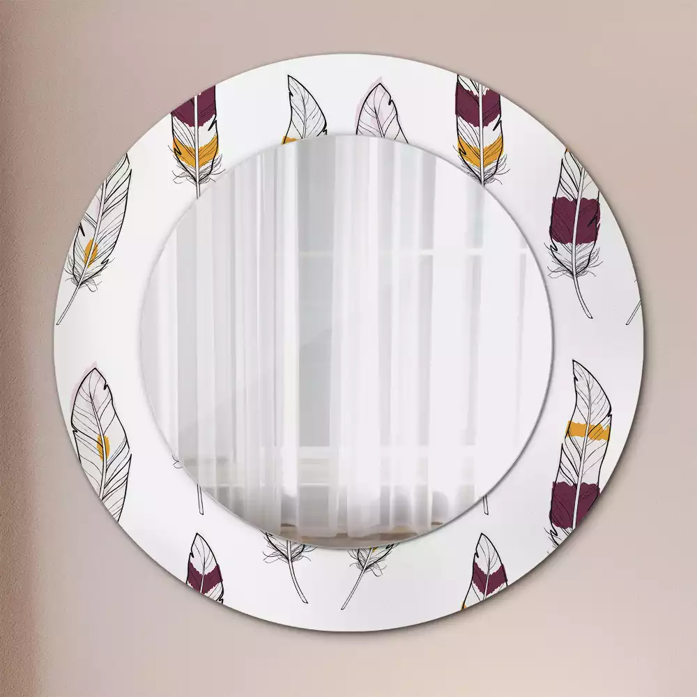 Kulaté dekorační zrcadlo Peří
