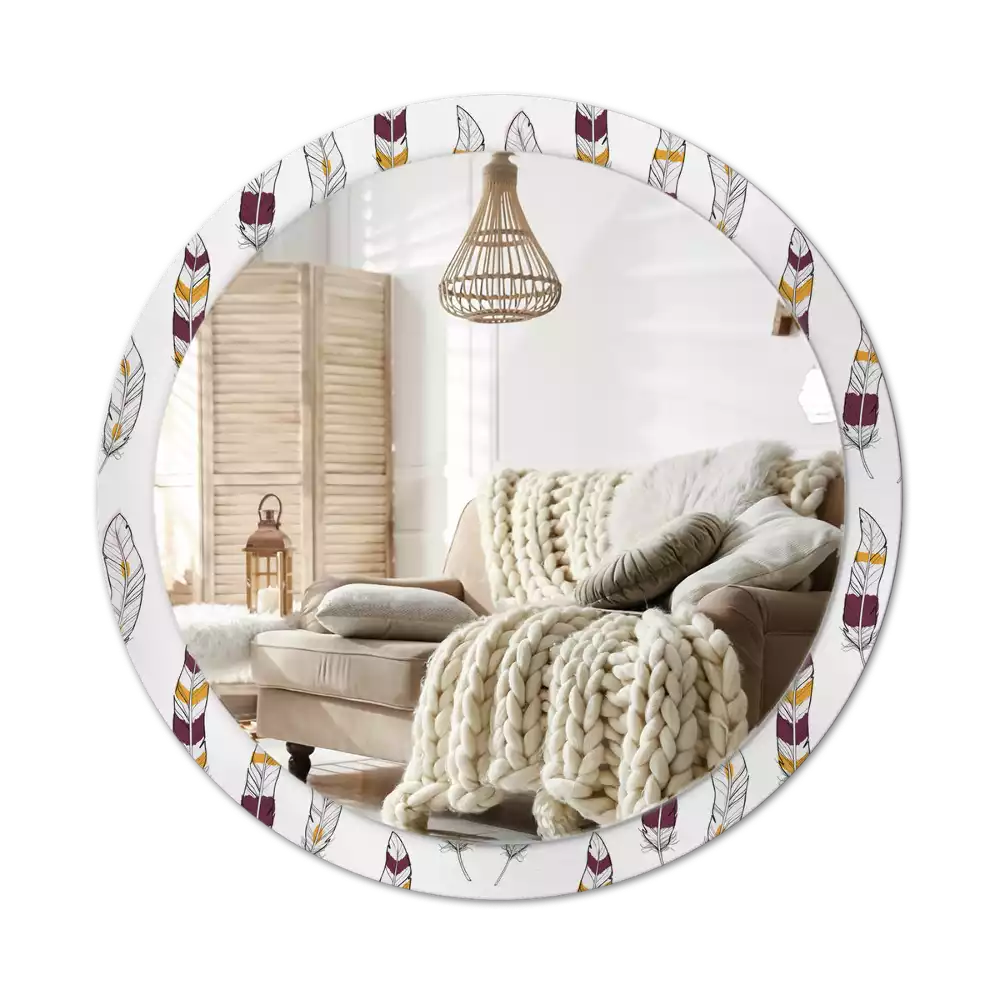 Kulaté dekorační zrcadlo Peří