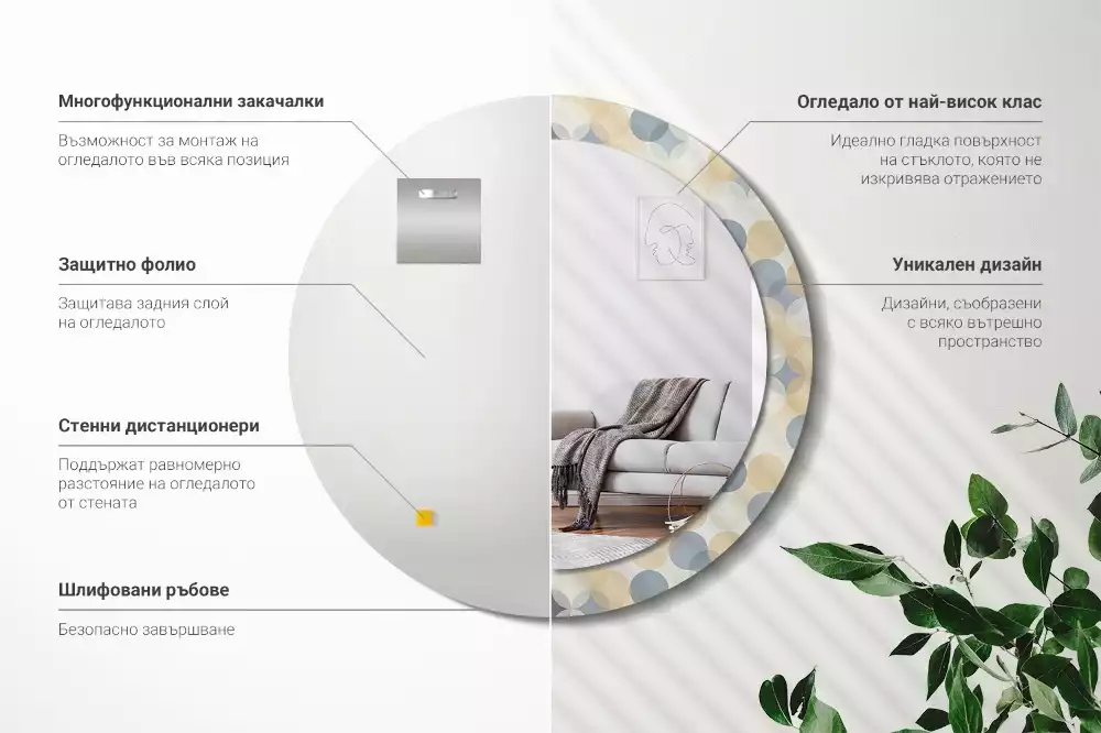 Kulaté dekorační zrcadlo na zeď Geometrické kruhy