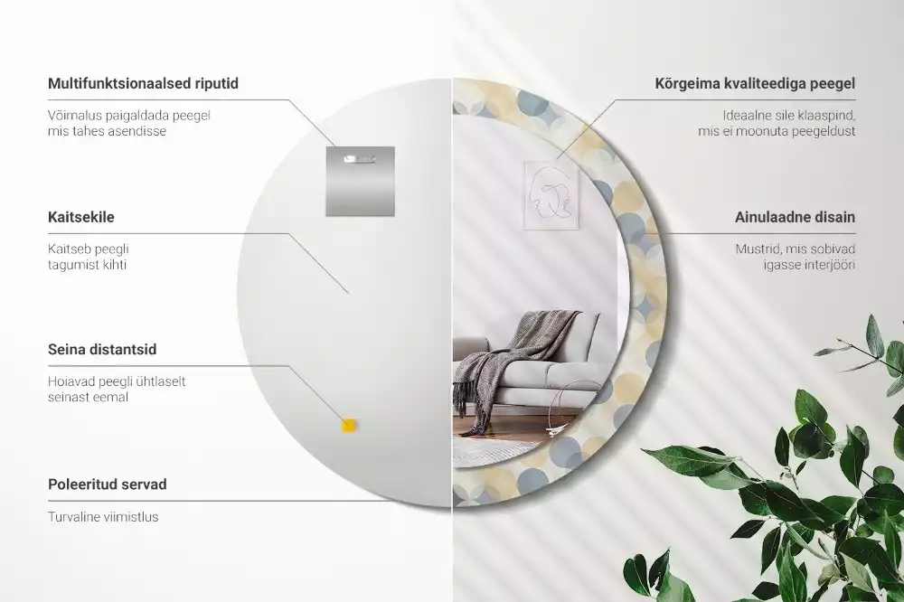 Kulaté dekorační zrcadlo na zeď Geometrické kruhy