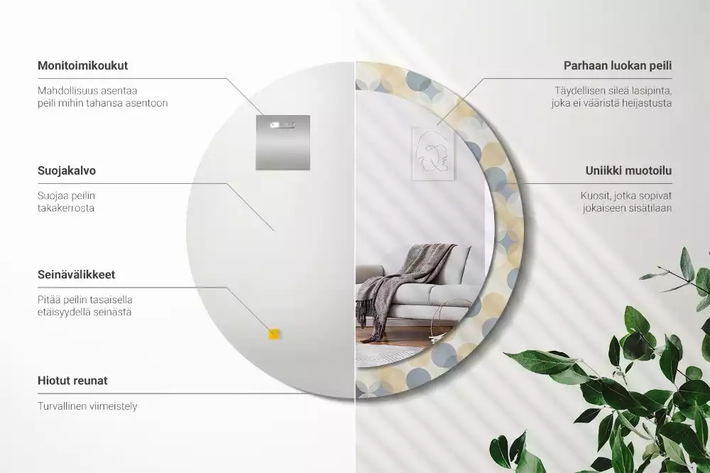 Kulaté dekorační zrcadlo na zeď Geometrické kruhy