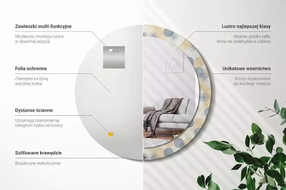 Kulaté dekorační zrcadlo na zeď Geometrické kruhy