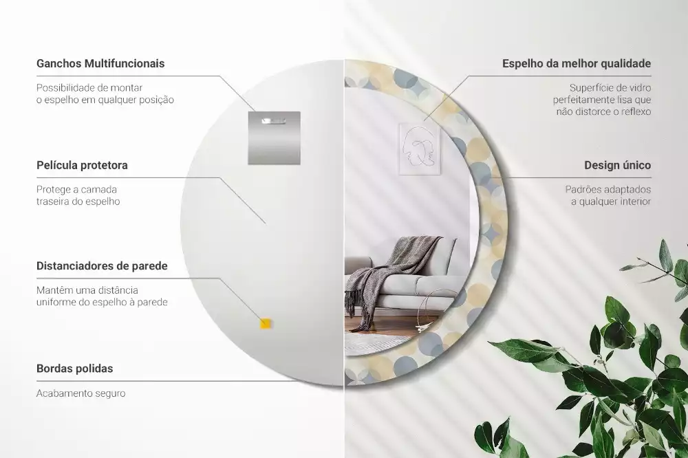 Kulaté dekorační zrcadlo na zeď Geometrické kruhy