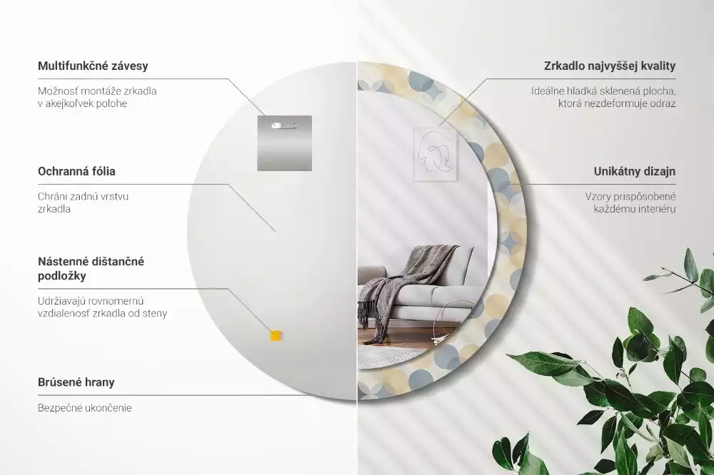 Kulaté dekorační zrcadlo na zeď Geometrické kruhy