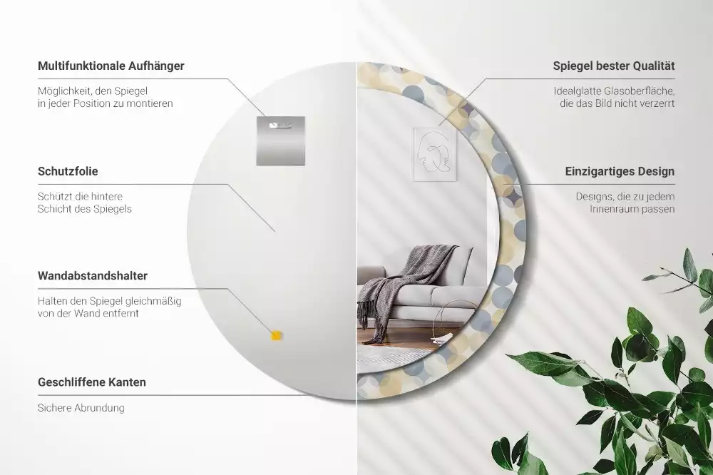 Kulaté dekorační zrcadlo na zeď Geometrické kruhy