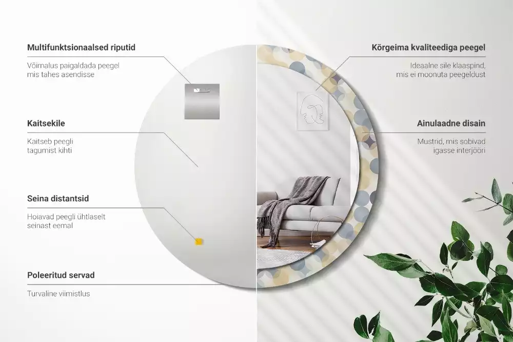 Kulaté dekorační zrcadlo na zeď Geometrické kruhy