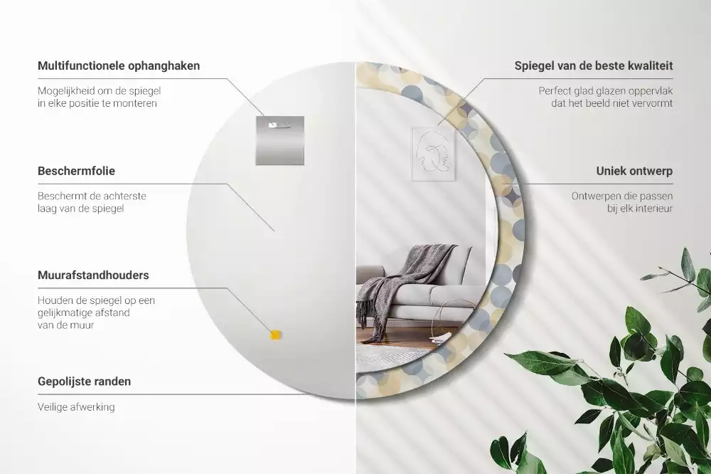 Kulaté dekorační zrcadlo na zeď Geometrické kruhy