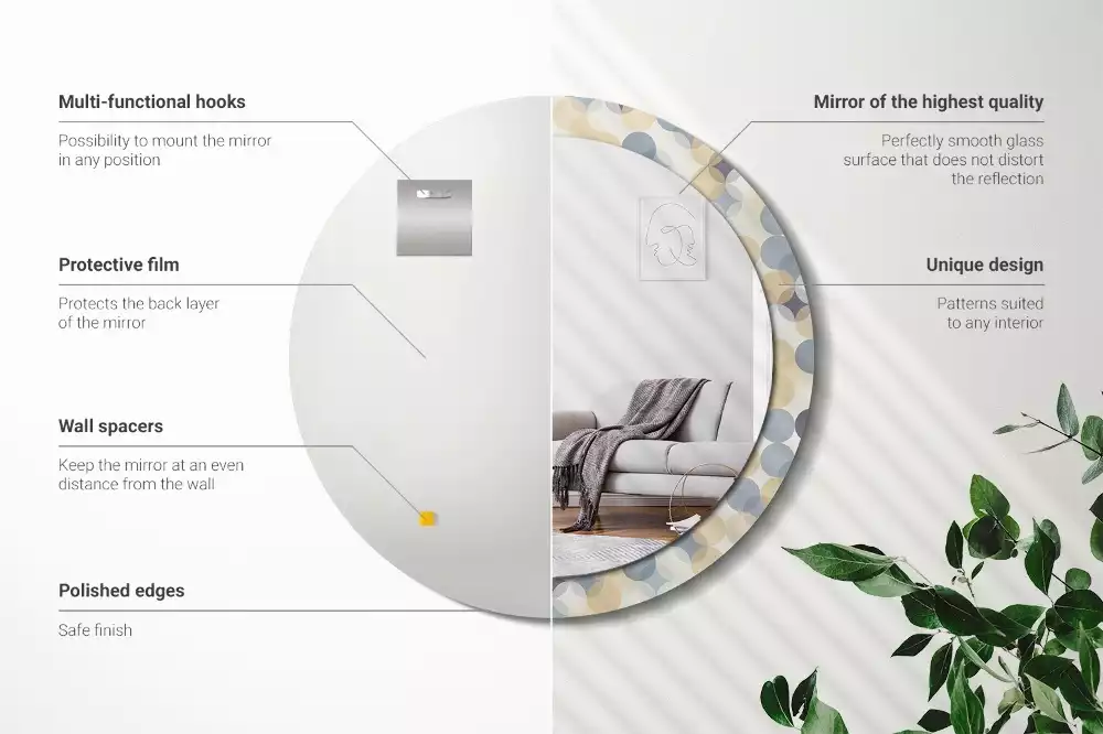 Kulaté dekorační zrcadlo na zeď Geometrické kruhy