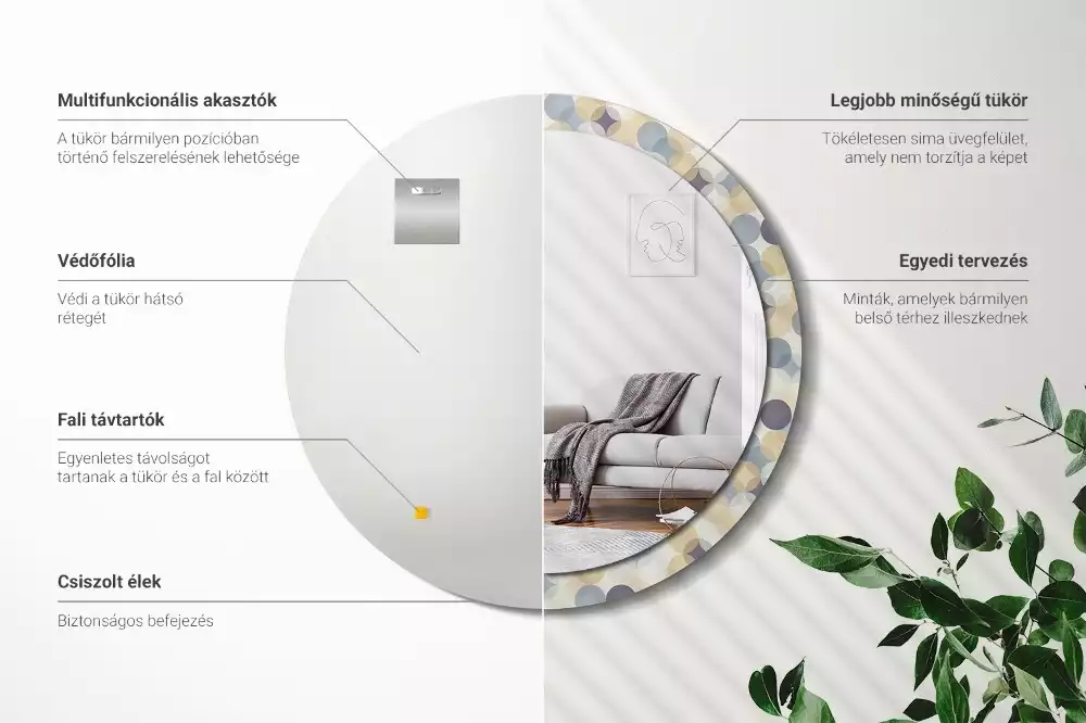 Kulaté dekorační zrcadlo na zeď Geometrické kruhy