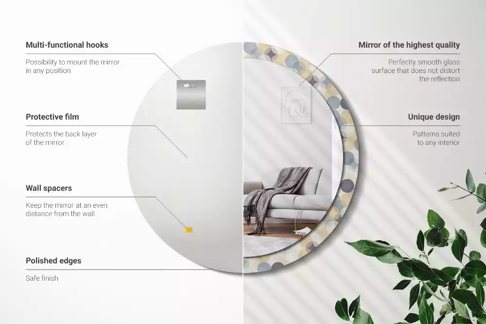 Kulaté dekorační zrcadlo na zeď Geometrické kruhy