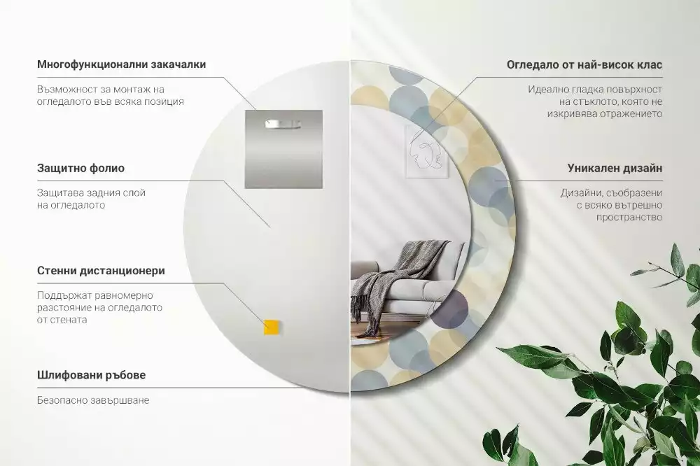 Kulaté dekorační zrcadlo na zeď Geometrické kruhy