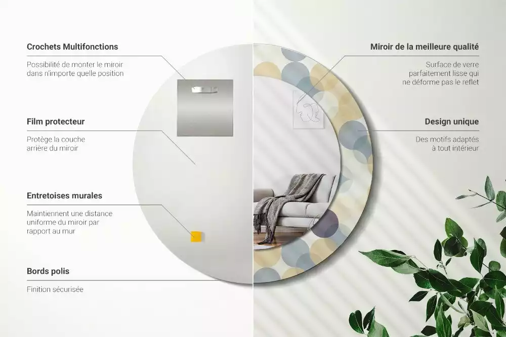 Kulaté dekorační zrcadlo na zeď Geometrické kruhy