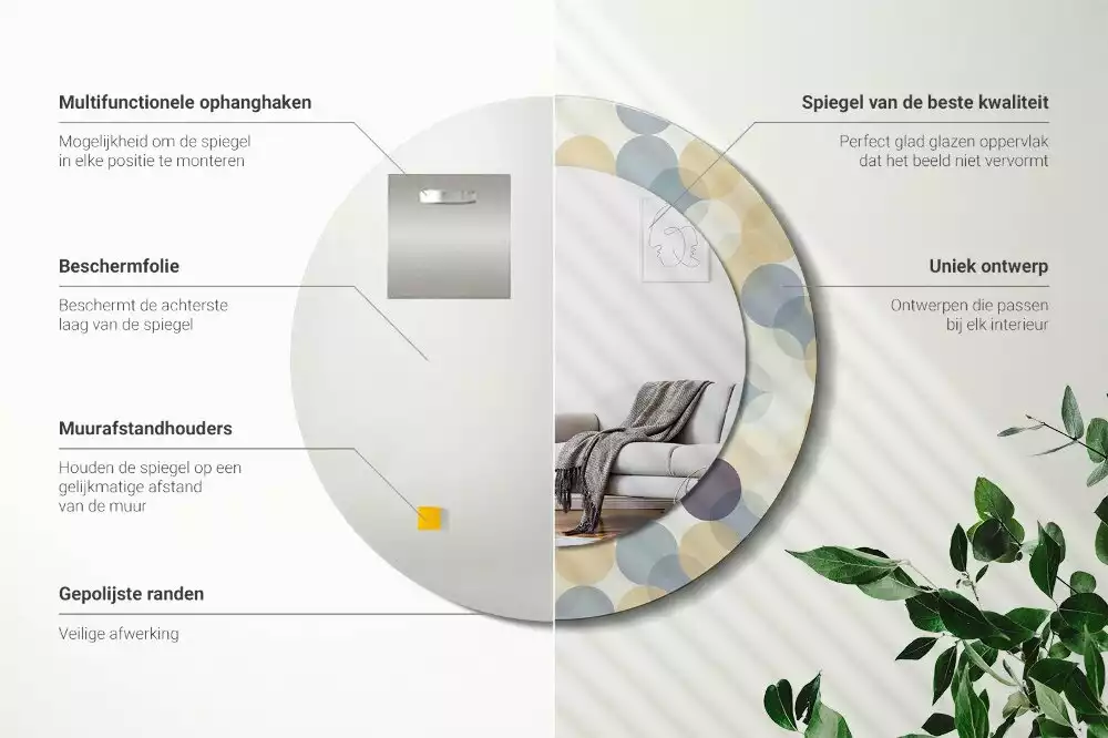 Kulaté dekorační zrcadlo na zeď Geometrické kruhy