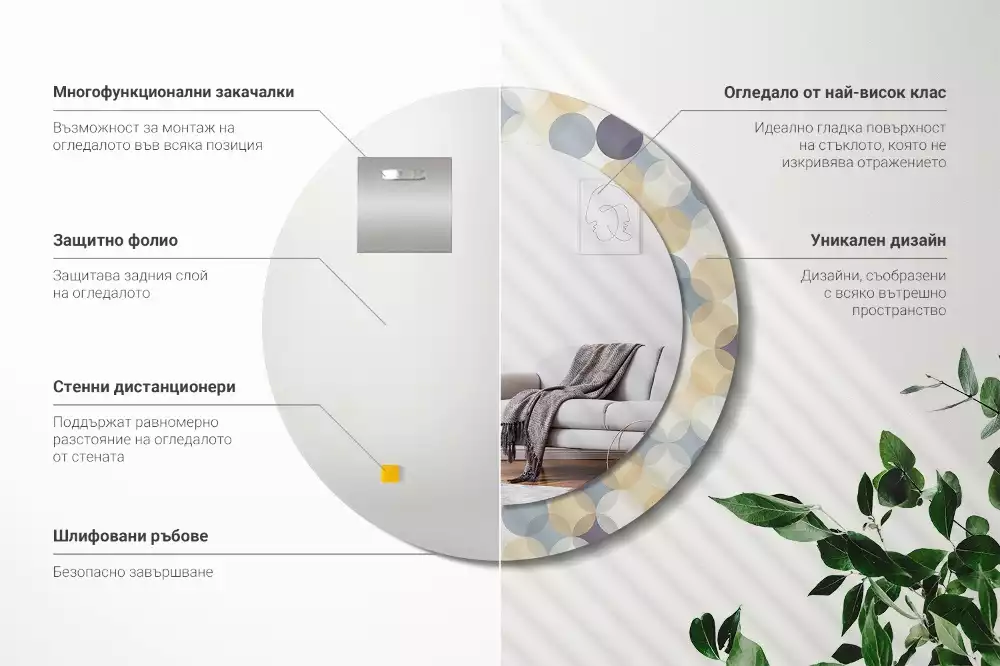 Kulaté dekorační zrcadlo na zeď Geometrické kruhy