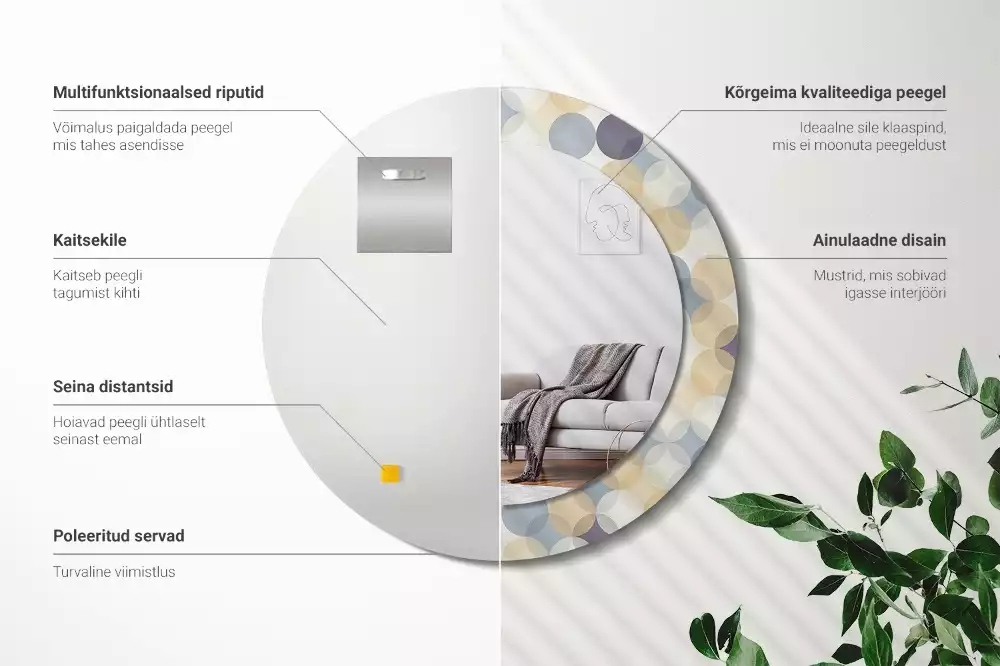 Kulaté dekorační zrcadlo na zeď Geometrické kruhy