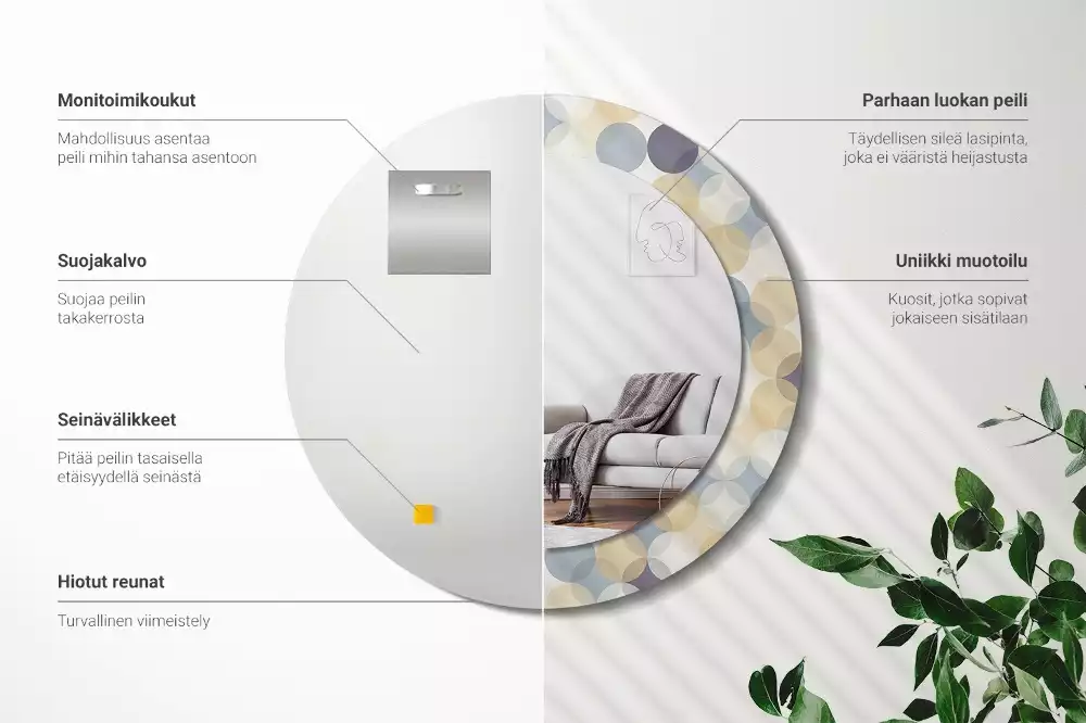 Kulaté dekorační zrcadlo na zeď Geometrické kruhy