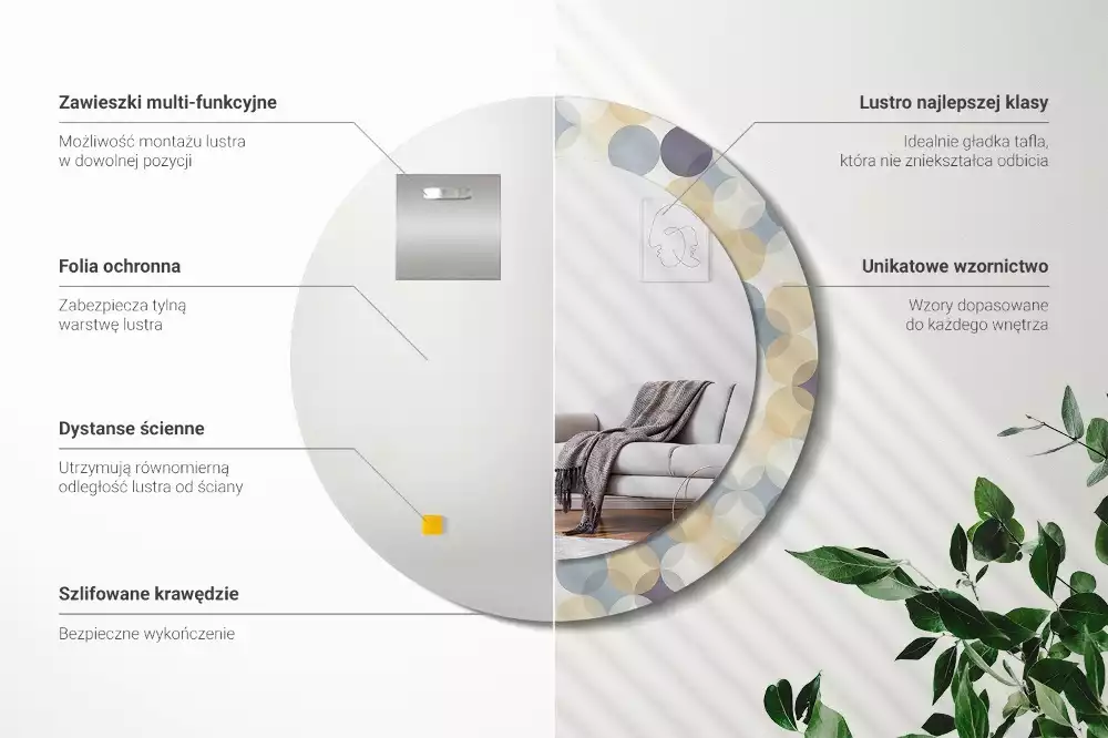 Kulaté dekorační zrcadlo na zeď Geometrické kruhy