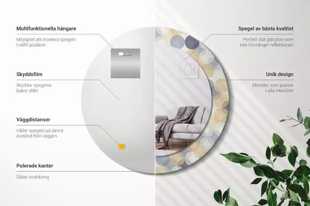 Kulaté dekorační zrcadlo na zeď Geometrické kruhy