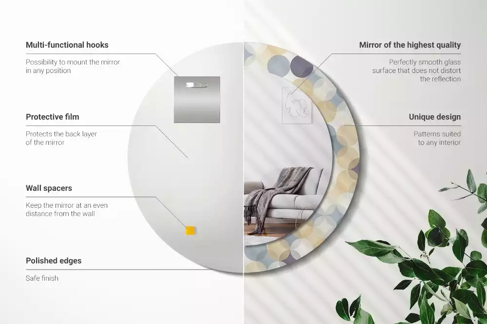 Kulaté dekorační zrcadlo na zeď Geometrické kruhy