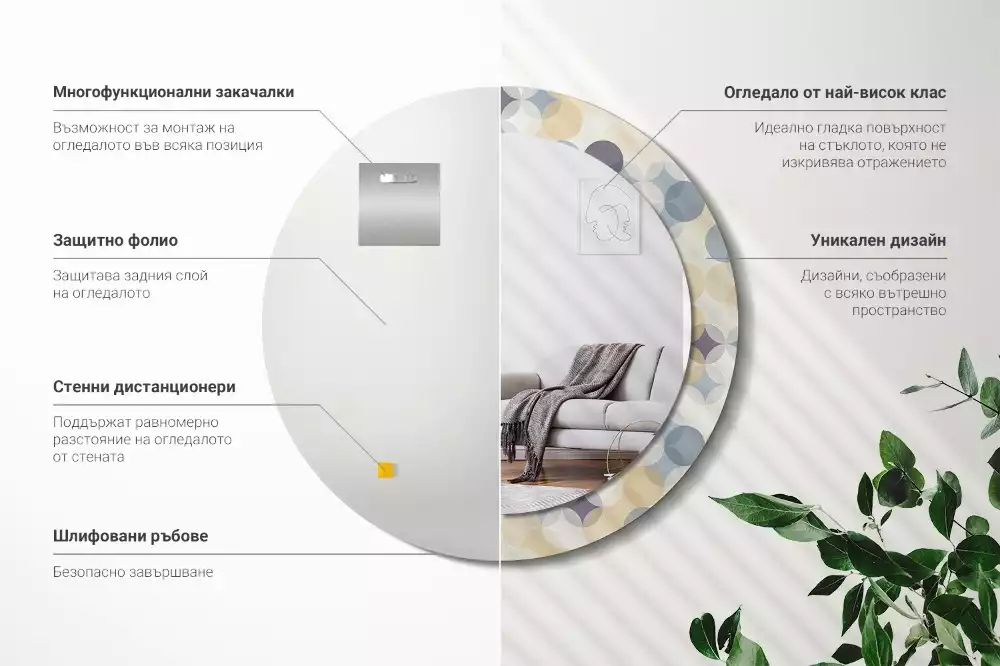 Kulaté dekorační zrcadlo na zeď Geometrické kruhy