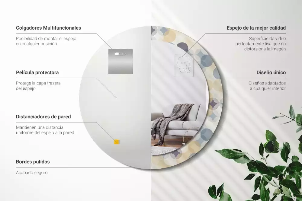 Kulaté dekorační zrcadlo na zeď Geometrické kruhy