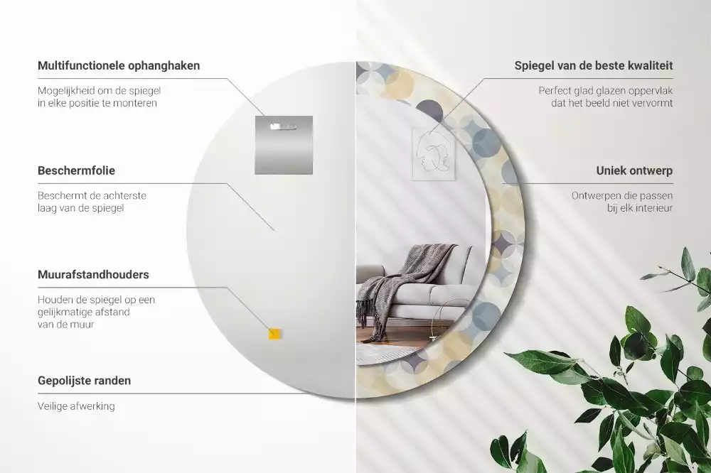 Kulaté dekorační zrcadlo na zeď Geometrické kruhy