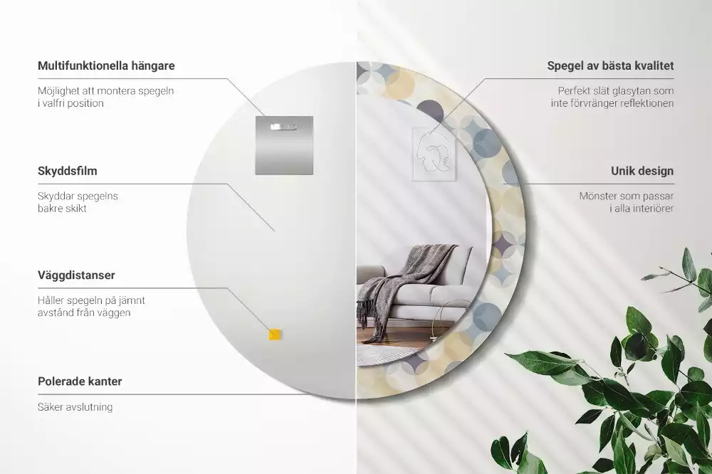 Kulaté dekorační zrcadlo na zeď Geometrické kruhy