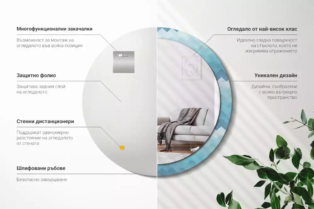 Kulaté dekorativní zrcadlo Modrá chevron