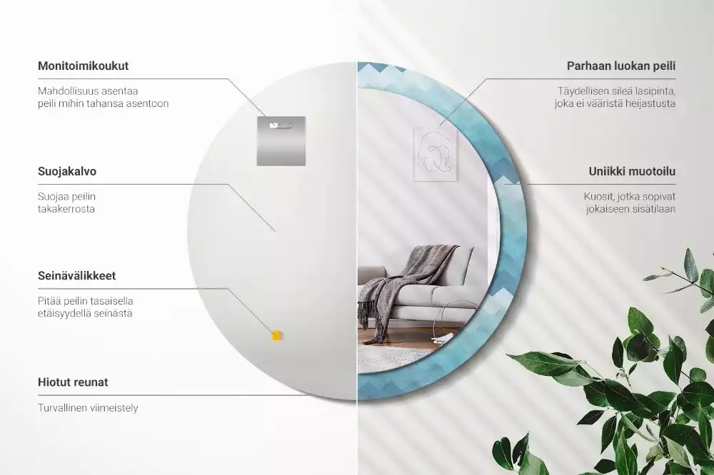 Kulaté dekorativní zrcadlo Modrá chevron