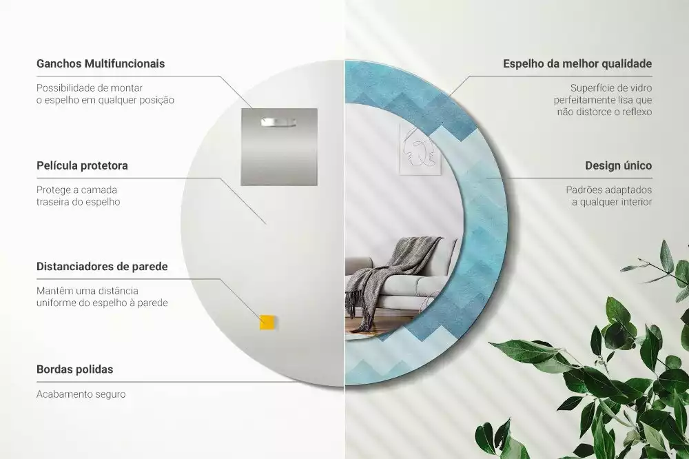 Kulaté dekorativní zrcadlo Modrá chevron