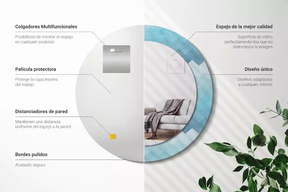 Kulaté dekorativní zrcadlo Modrá chevron