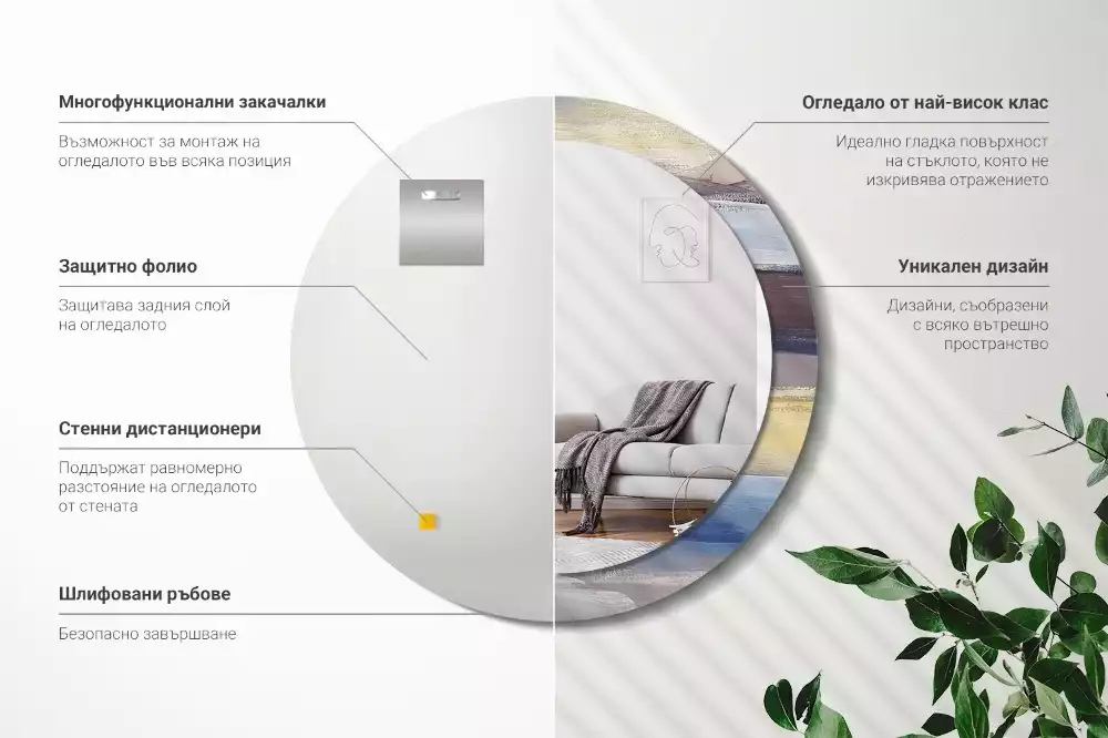 Kulaté dekorativní zrcadlo Abstraktní malba