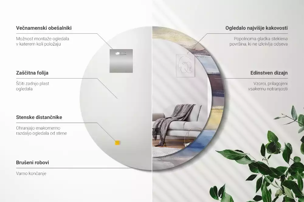 Kulaté dekorativní zrcadlo Abstraktní malba