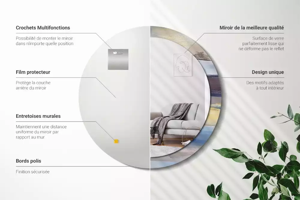 Kulaté dekorativní zrcadlo Abstraktní malba