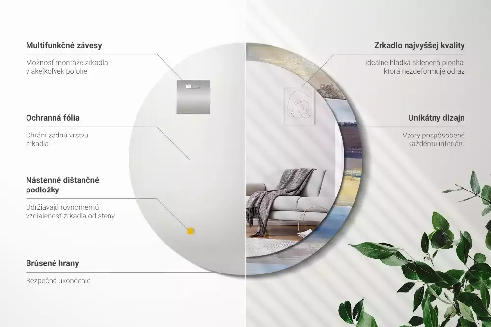 Kulaté dekorativní zrcadlo Abstraktní malba