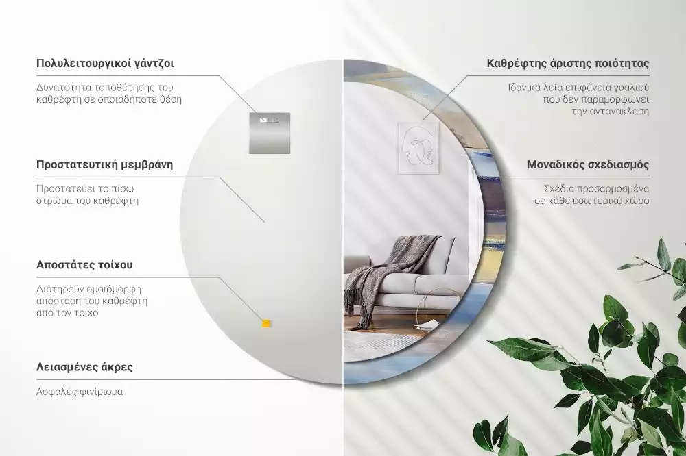 Kulaté dekorativní zrcadlo Abstraktní malba