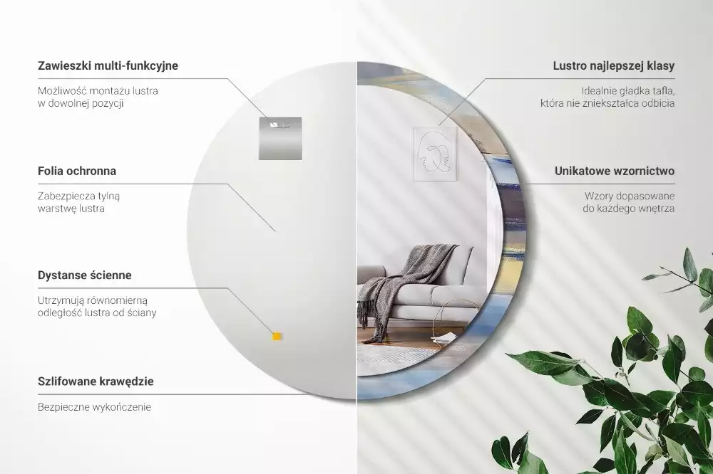 Kulaté dekorativní zrcadlo Abstraktní malba