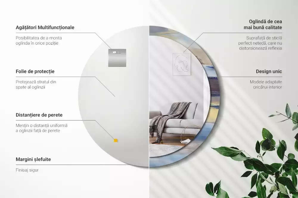 Kulaté dekorativní zrcadlo Abstraktní malba