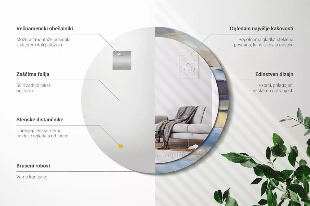 Kulaté dekorativní zrcadlo Abstraktní malba