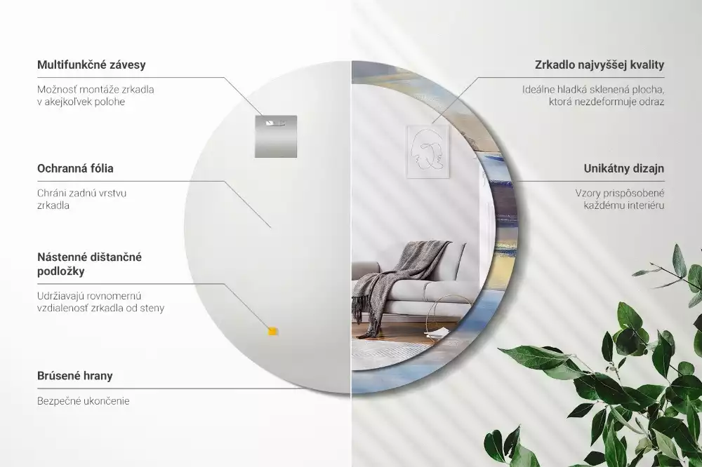 Kulaté dekorativní zrcadlo Abstraktní malba