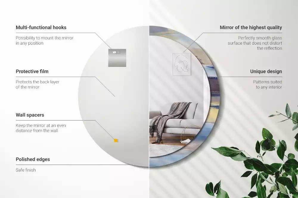 Kulaté dekorativní zrcadlo Abstraktní malba