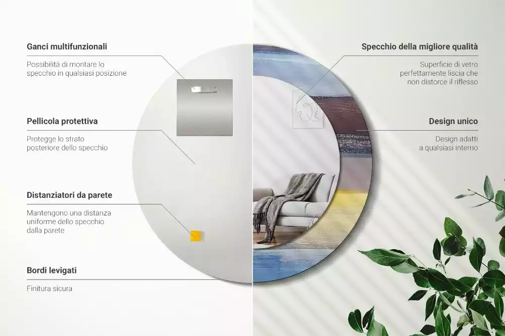 Kulaté dekorativní zrcadlo Abstraktní malba