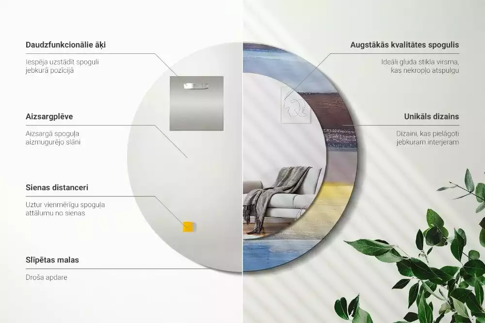 Kulaté dekorativní zrcadlo Abstraktní malba