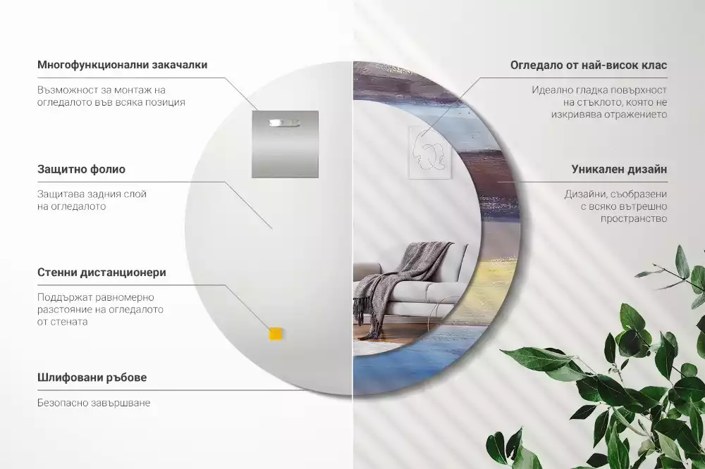 Kulaté dekorativní zrcadlo Abstraktní malba