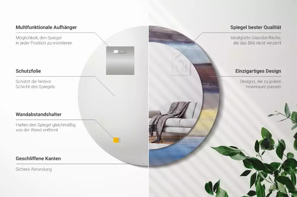 Kulaté dekorativní zrcadlo Abstraktní malba