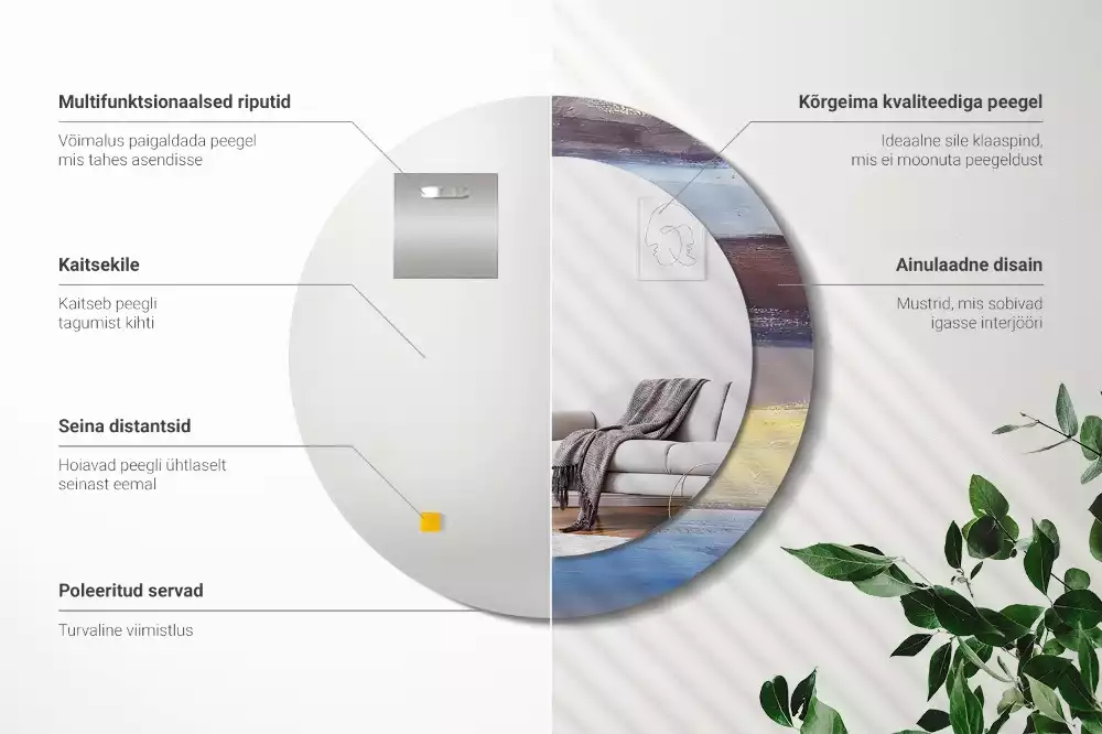 Kulaté dekorativní zrcadlo Abstraktní malba