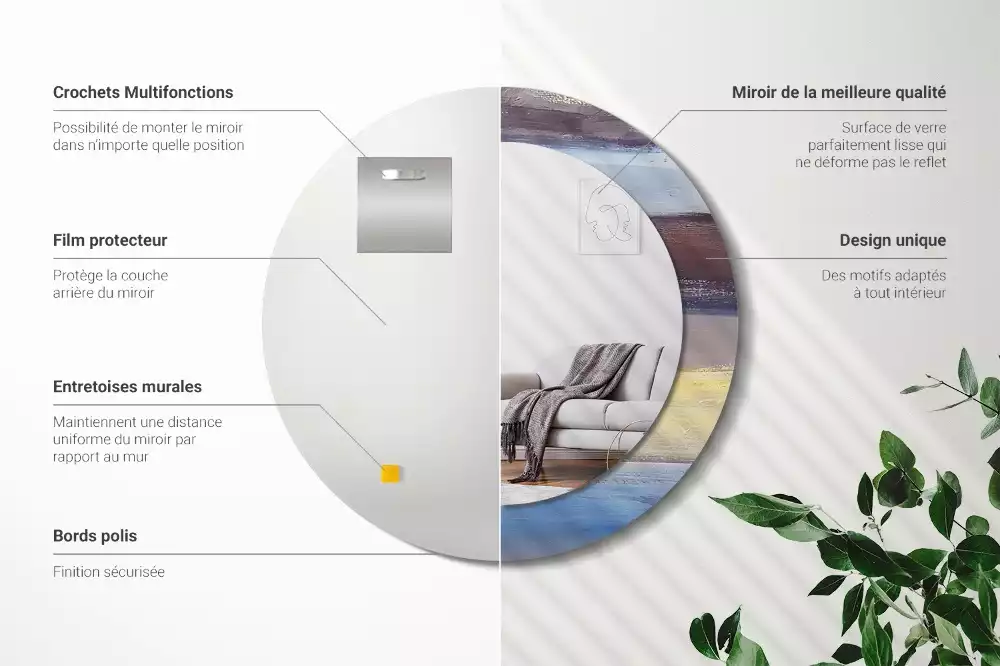 Kulaté dekorativní zrcadlo Abstraktní malba