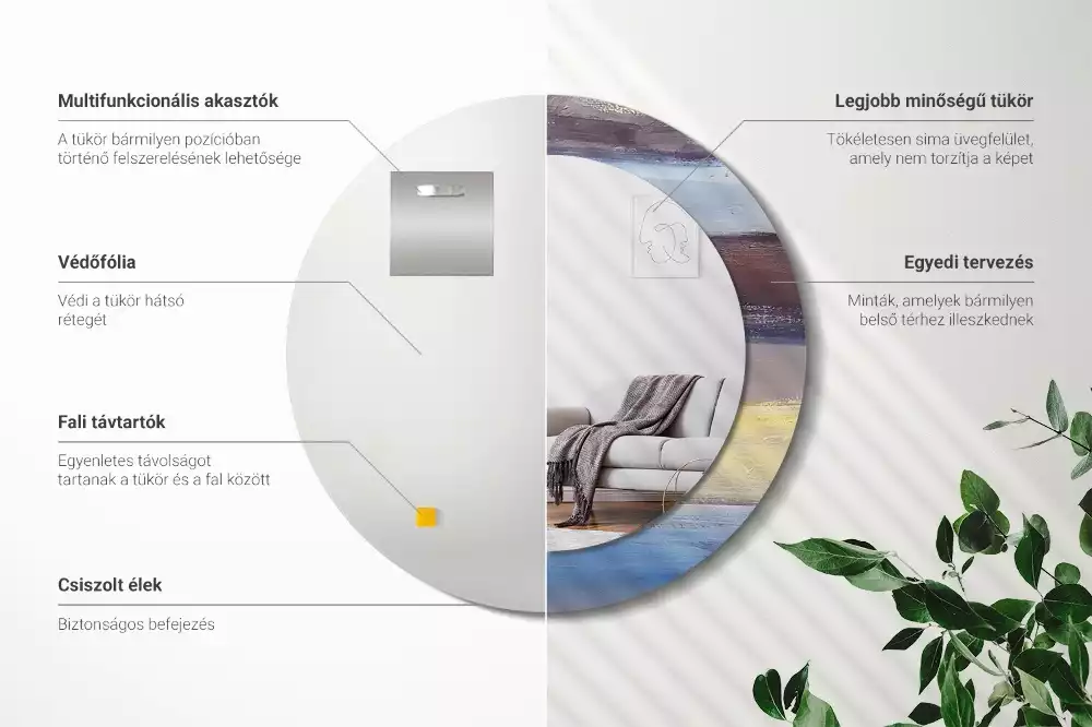 Kulaté dekorativní zrcadlo Abstraktní malba